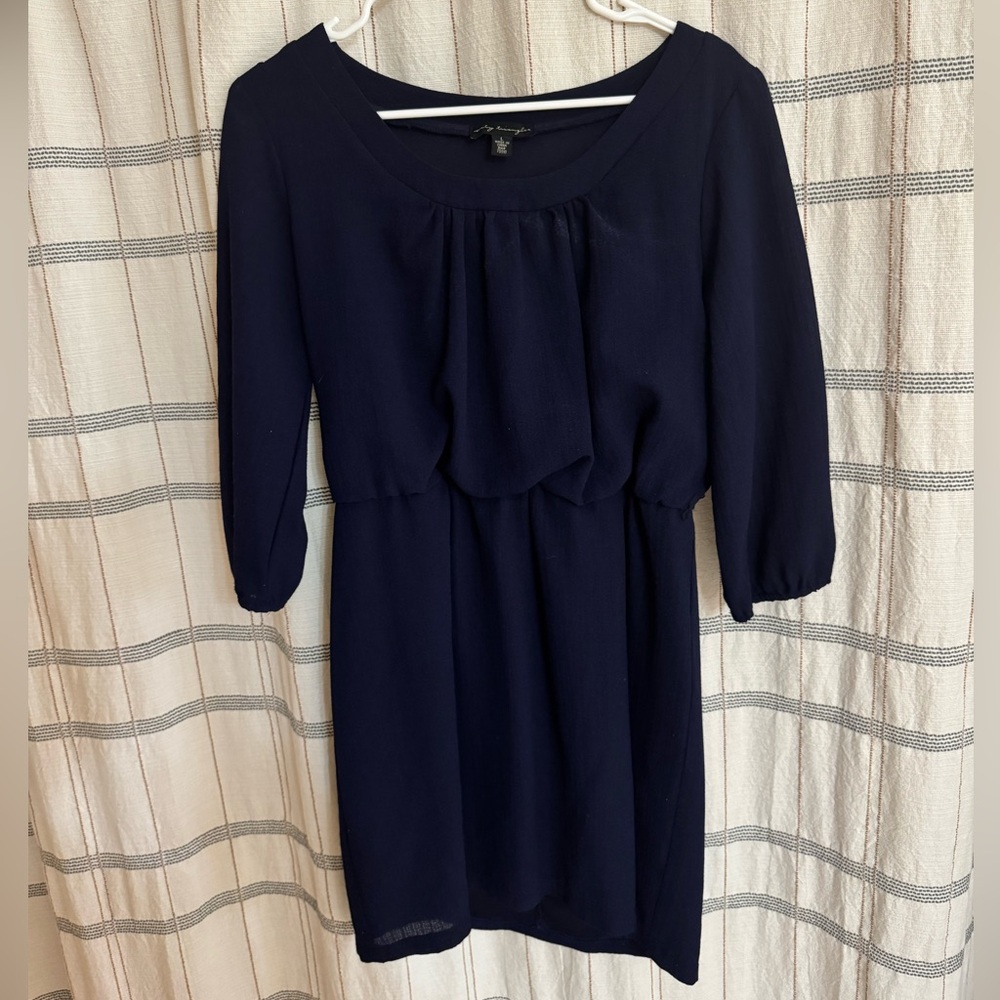 City Triangles Navy Blue Scoop Neck Tunic Dress